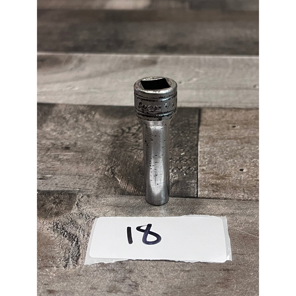 Snap-on 3/8 Drive 3/8 Deep Socket 6-Point Vintage Chrome Tool PAT NO 3273430